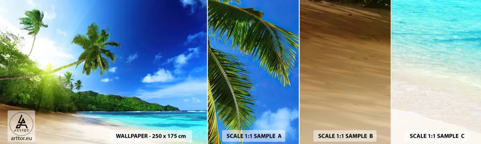 Photo Wallpaper Sample Standard Eco - Mild Touch of the Tropics - Landscape, Ocean, Beach - 100x30 cm