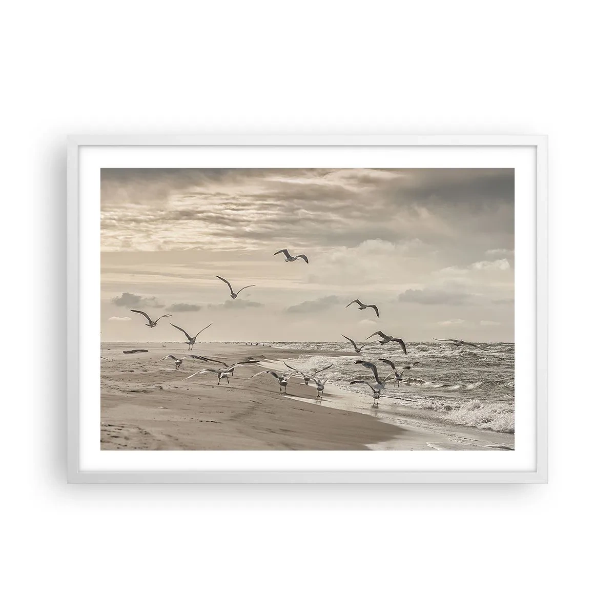 Poster in white frmae - Sound of the Sea, Singing of the Birds - 70x50 cm