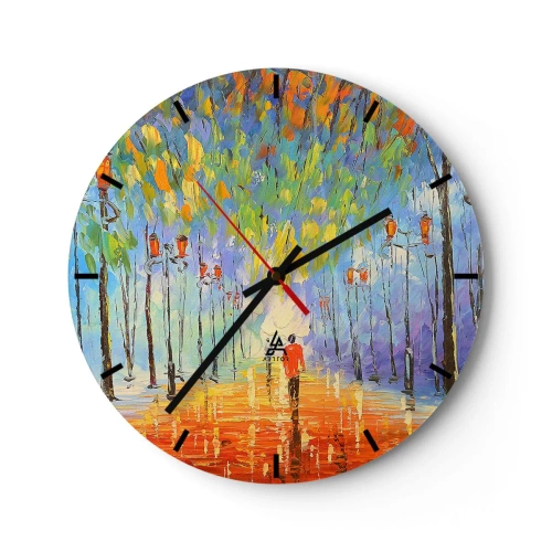 Wall clock - Clock on glass - Night Rain Song  - 40x40 cm