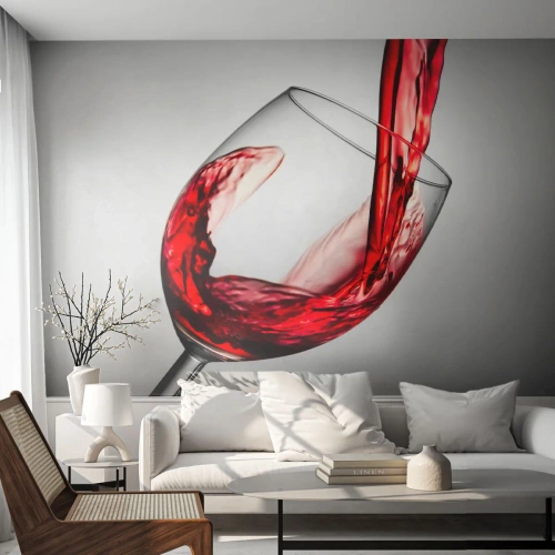 Photo Wallpaper Standard Eco - Colour - Movement - Sound - Wine glass, Red wine, Gastronomy - 400x280 cm