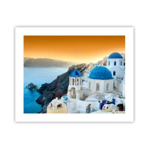 Poster - Santorini - Snuggling up to the Rocks - 50x40 cm