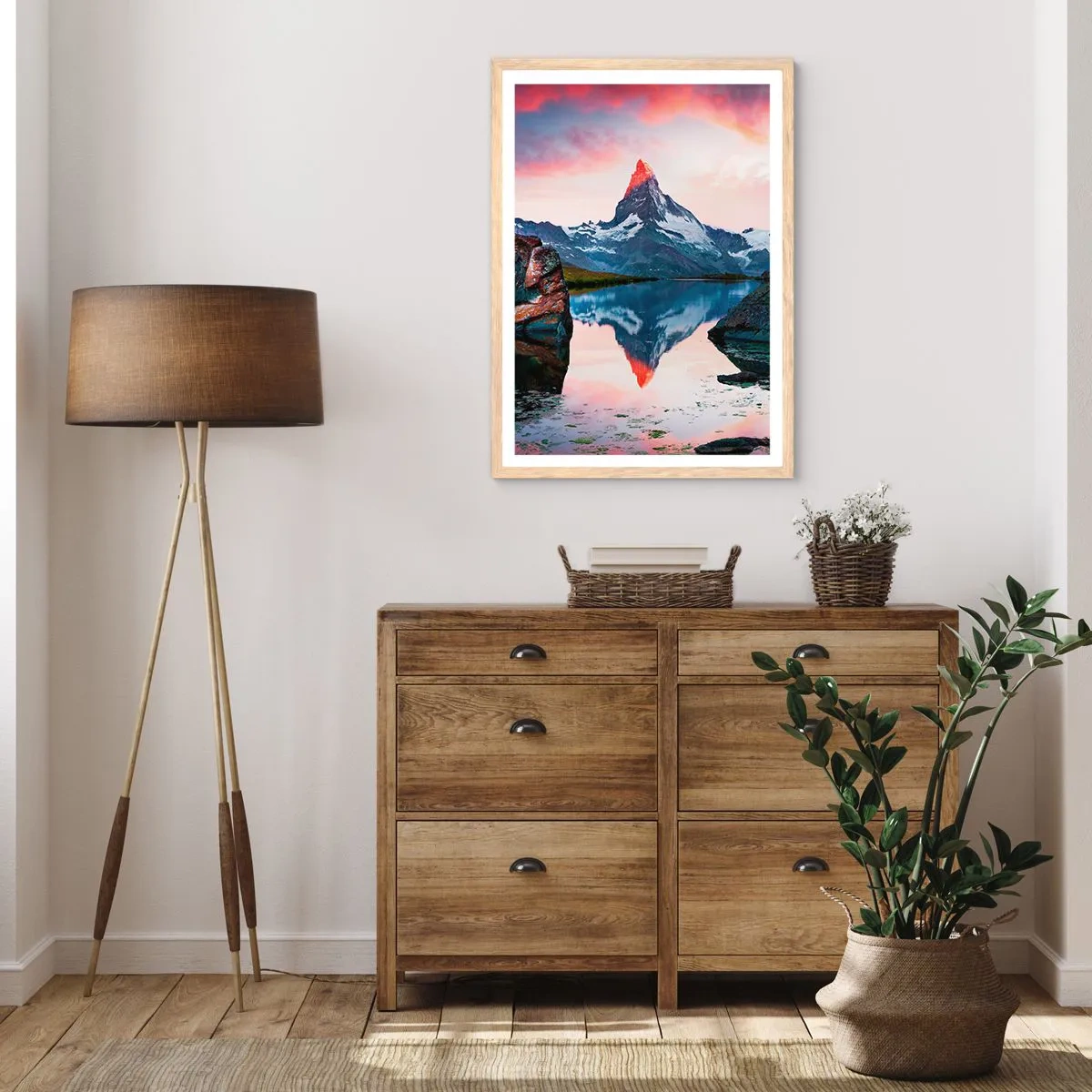 Poster in light oak frame - Heart of the Mountains Is Hot - 70x100 cm