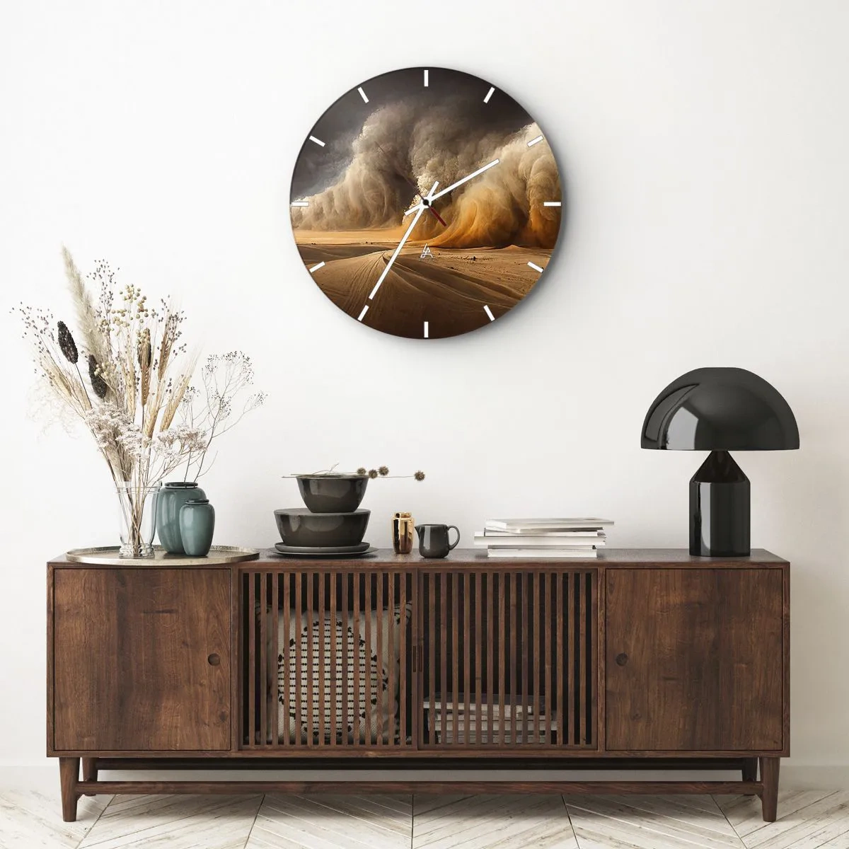 Wall clock - Clock on glass - Rage of the Desert - 30x30 cm