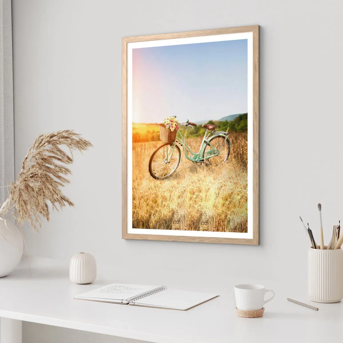 Poster in light oak frame - I will Stay Here for a While - 30x40 cm