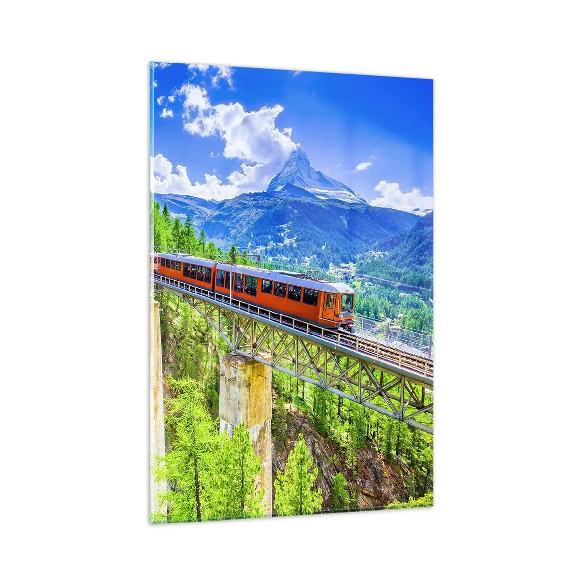 Glass picture - Train Through the Alps - 80x120 cm