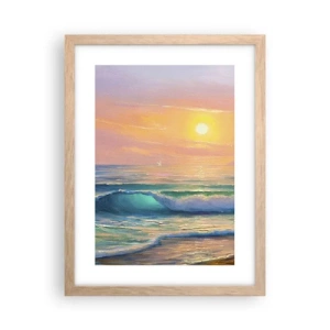 Poster in light oak frame - Turquoise Song of the Waves - 30x40 cm
