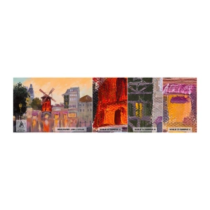 Photo Wallpaper Sample Self-Adhesive Deluxe Sticker - Icons of Paris - Moulin Rouge - Paris, Fan, Moulin Rouge - 100x30 cm