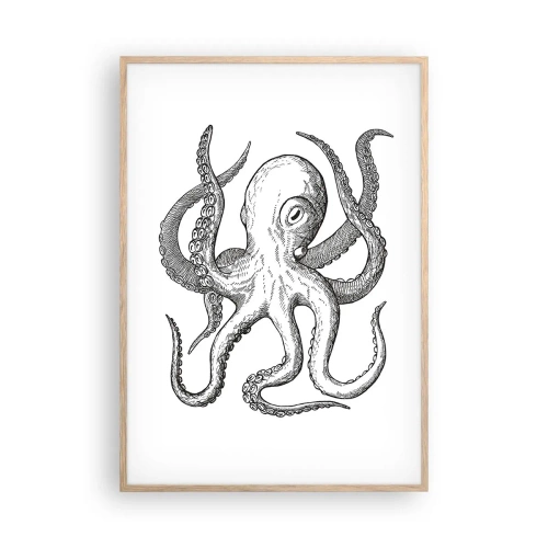 Poster in light oak frame - Dancing with the Waves - 70x100 cm