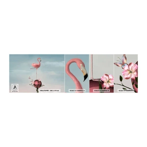 Photo Wallpaper Sample Self-Adhesive Deluxe Sticker - Allegory of a Basketball - Abstraction, Flamingo, Bird - 100x30 cm