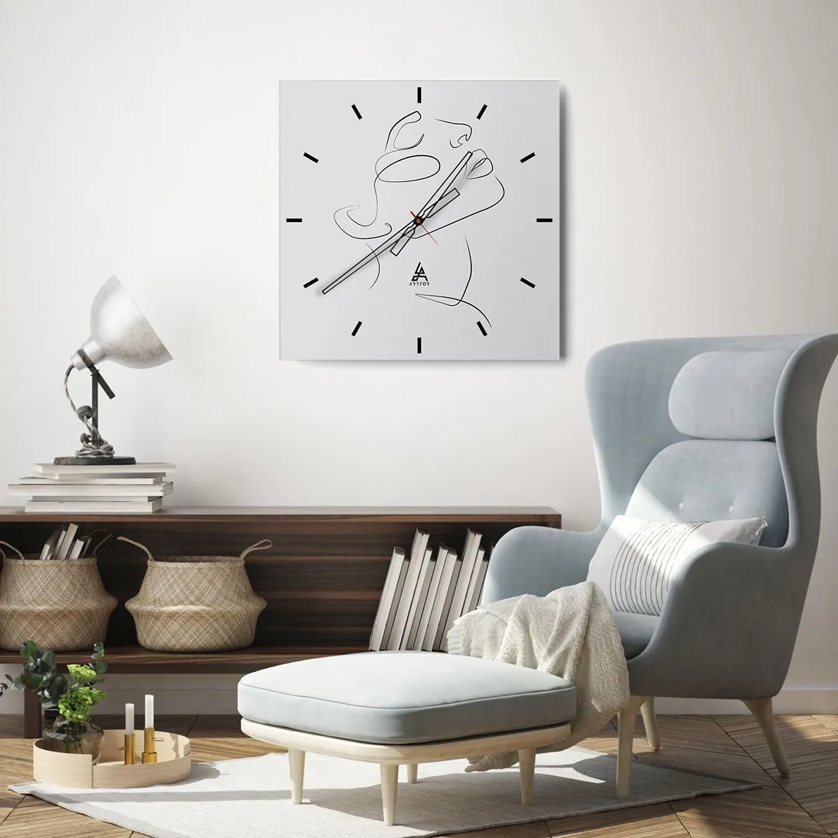 Wall clock - Clock on glass - Meanders of a Dream - 30x30 cm