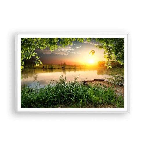 Poster in white frmae - Landscape in a Green Frame - 100x70 cm