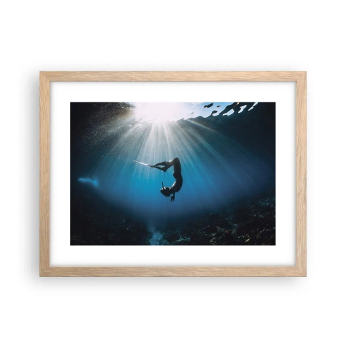 Poster in light oak frame - Underwater dance - 40x30 cm