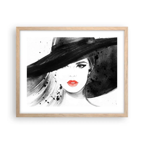 Poster in light oak frame - Lady in Black - 50x40 cm