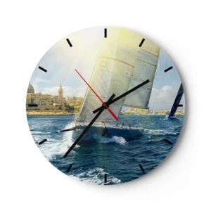 Wall clock - Clock on glass - Time to Leave the City - 40x40 cm
