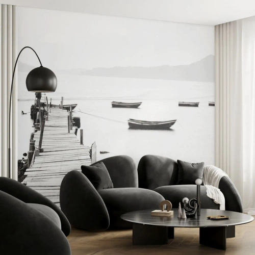 Self-Adhesive Photo Wallpaper Deluxe Sticker - By Waters Still and Clear - Landscape, Lake, Łódź - 400x280 cm