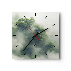 Wall clock - Clock on glass - Wrapped In Fog - 30x30 cm