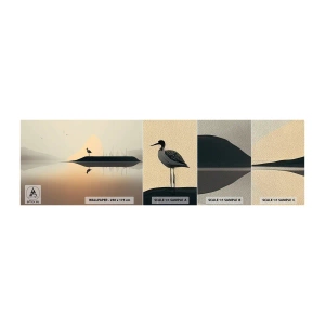 Photo Wallpaper Sample Premium Sand - Gentleman on the Lake - Bird, Landscape, Minimalism - 100x30 cm