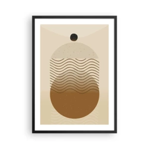 Poster in black frame - A minimalist pattern with waves and geometric shapes - 50x70cm - About the Origin of Geometrical Figures - Modern wall decoration for the living room and bedroom ARTTOR