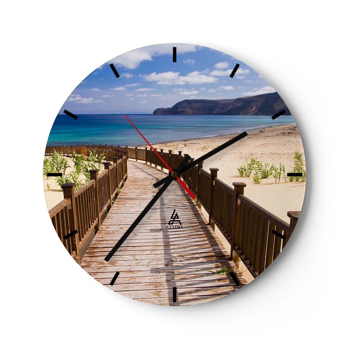 Wall clock - Clock on glass - Take Me to Happy Islands - 40x40 cm