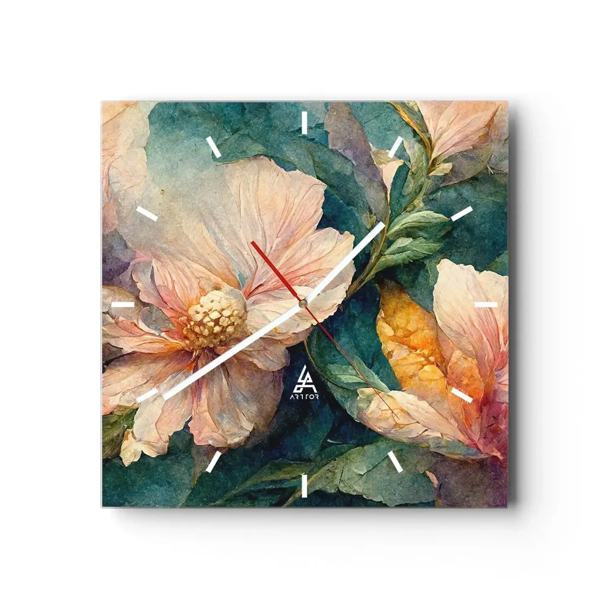 Wall clock - Clock on glass - Sheer Subtelty - 30x30 cm