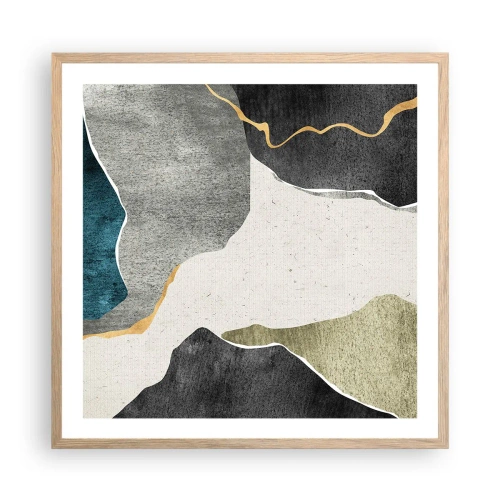 Poster in light oak frame - Mosaic Composition with a Gold Thread - 60x60 cm