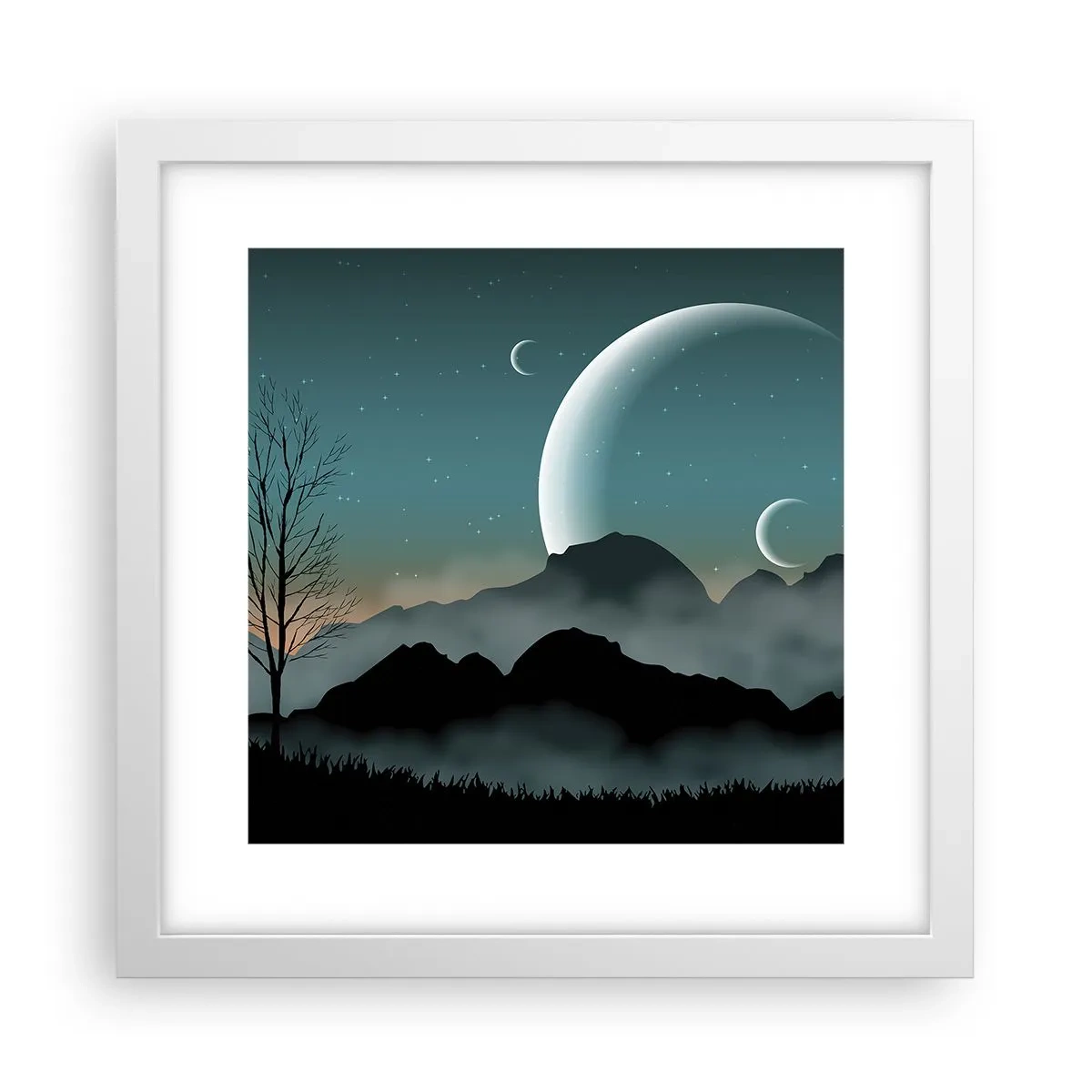 Poster in white frmae - Carnival of a Starry Night - 30x30 cm