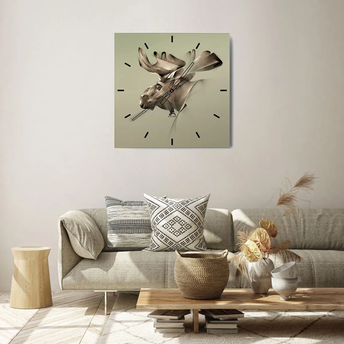 Wall clock - Clock on glass - Gentle Power of Quietness - 40x40 cm