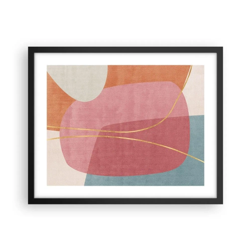 Poster in black frame - Pastel Composition with a Golden Note - 50x40 cm