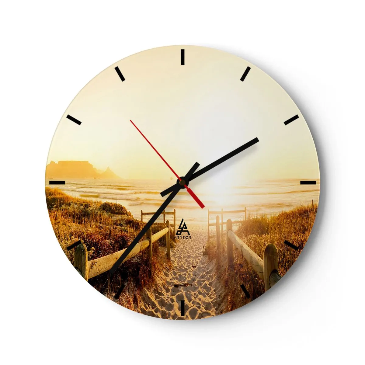 Wall clock - Clock on glass - Through the Dune, Towards the Sun - 40x40 cm