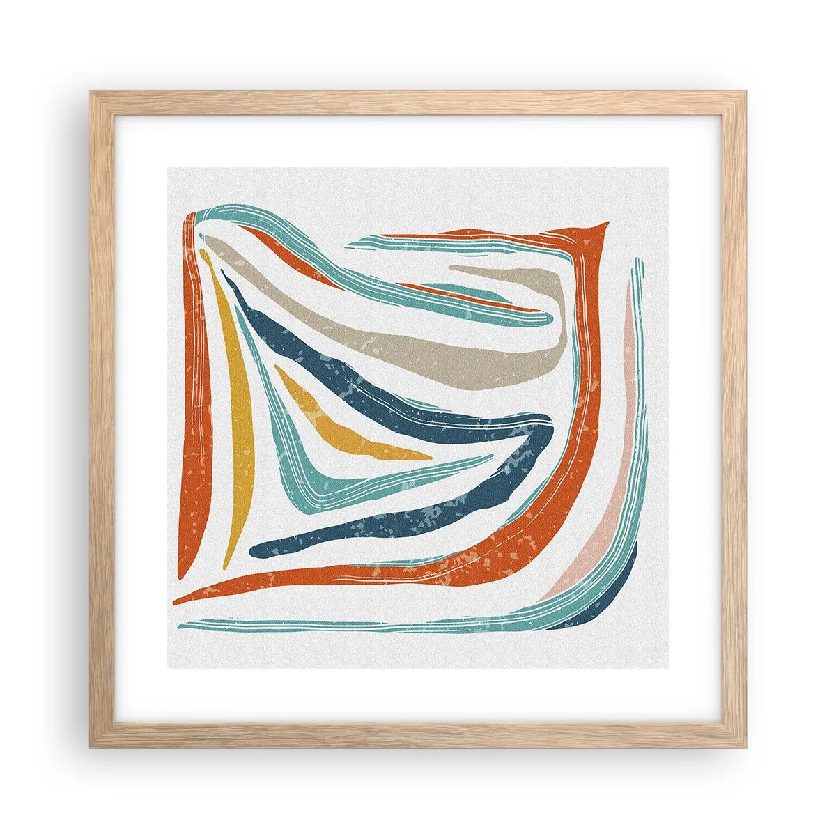 Poster in light oak frame - Abstract with a Friendly Smile - 40x40 cm