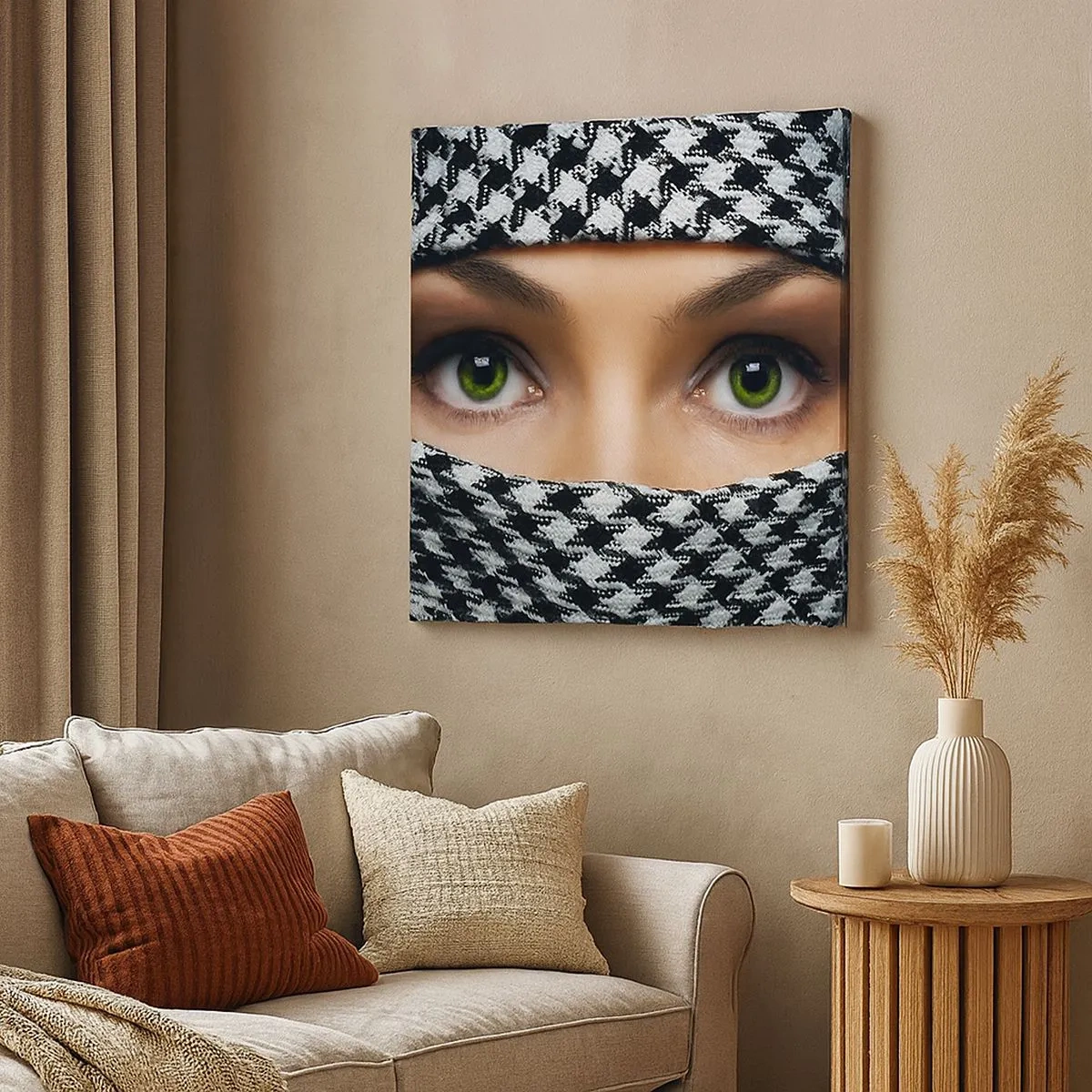 Canvas picture - Portrait of Head-scarfed Beauty - 30x30 cm