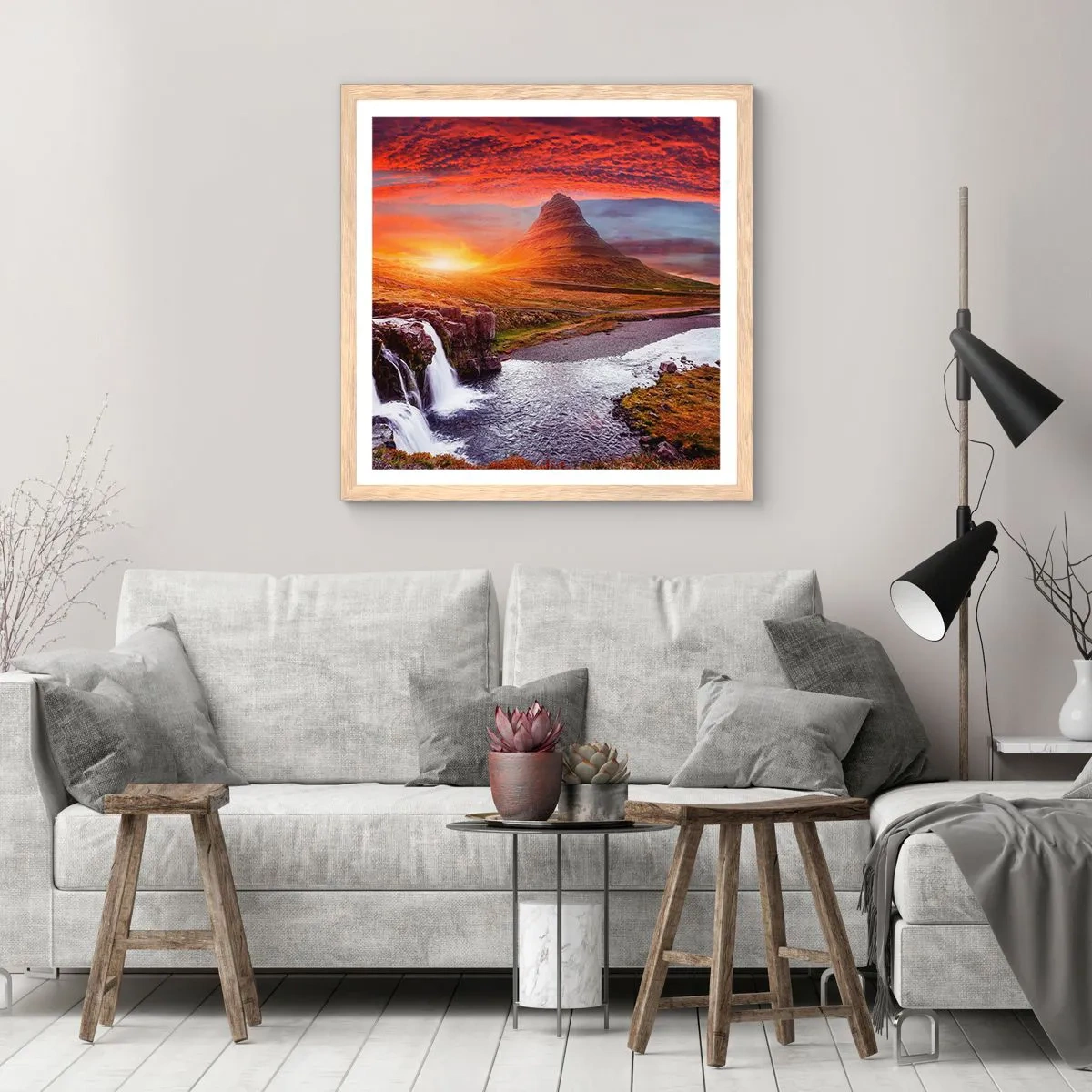 Poster in light oak frame - View of Middle-Earth - 40x40 cm