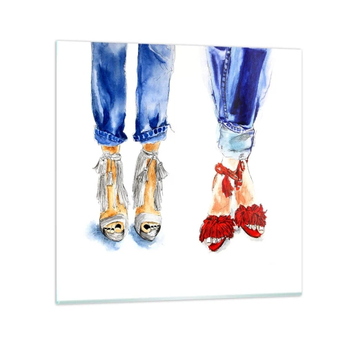 Glass picture - Shall We Go for a Walk? - 70x70 cm