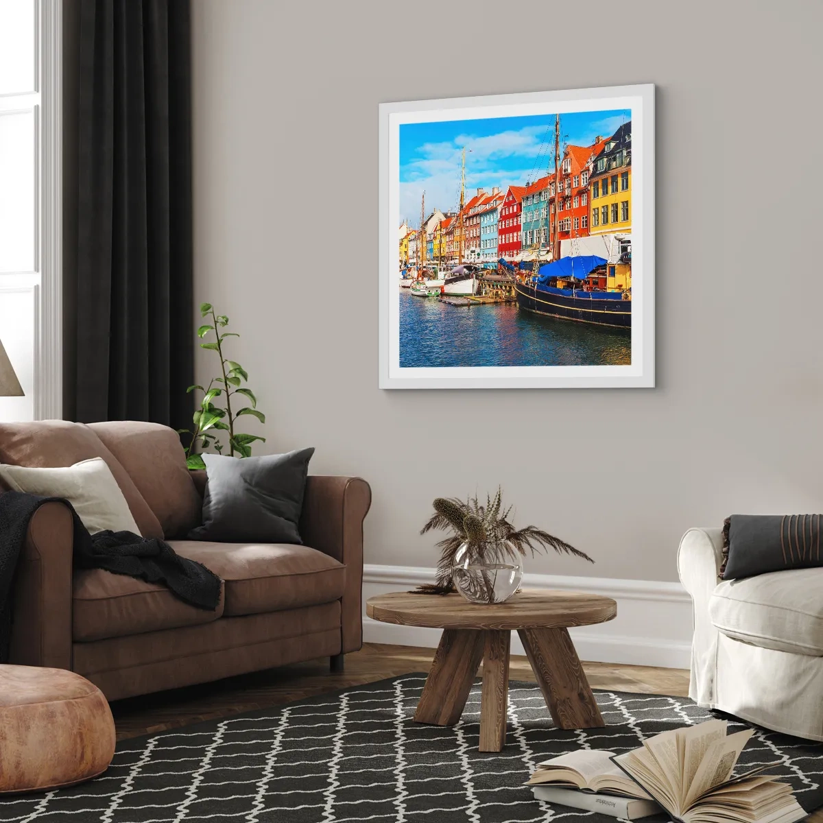 Poster in white frmae - Joyful Coast - 50x50 cm