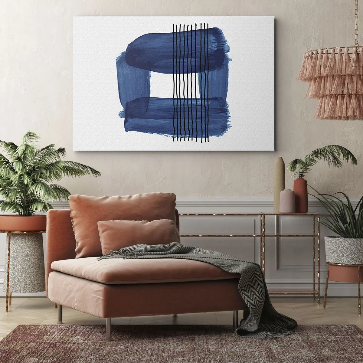 Canvas picture - Blue and Black Composition - 120x80 cm