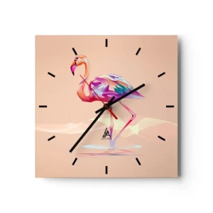 Wall clock - Clock on glass - Bird of Good Emotions - 40x40 cm