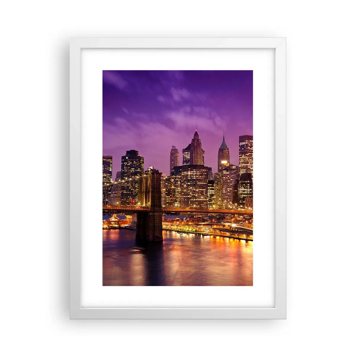 Poster in white frmae - Violet and Gold Manhattan - 30x40 cm