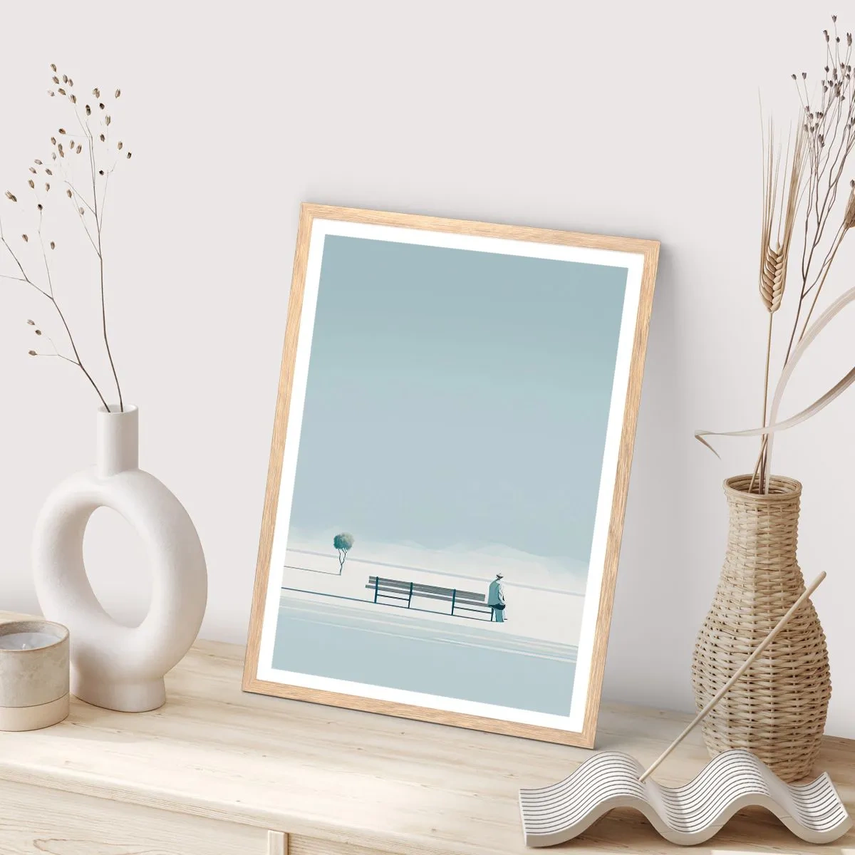 Poster in light oak frame - Yes, I Am Waiting - 61x91 cm