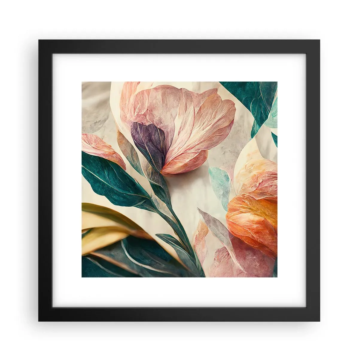 Poster in black frame - Flowers of Southern Islands - 30x30 cm
