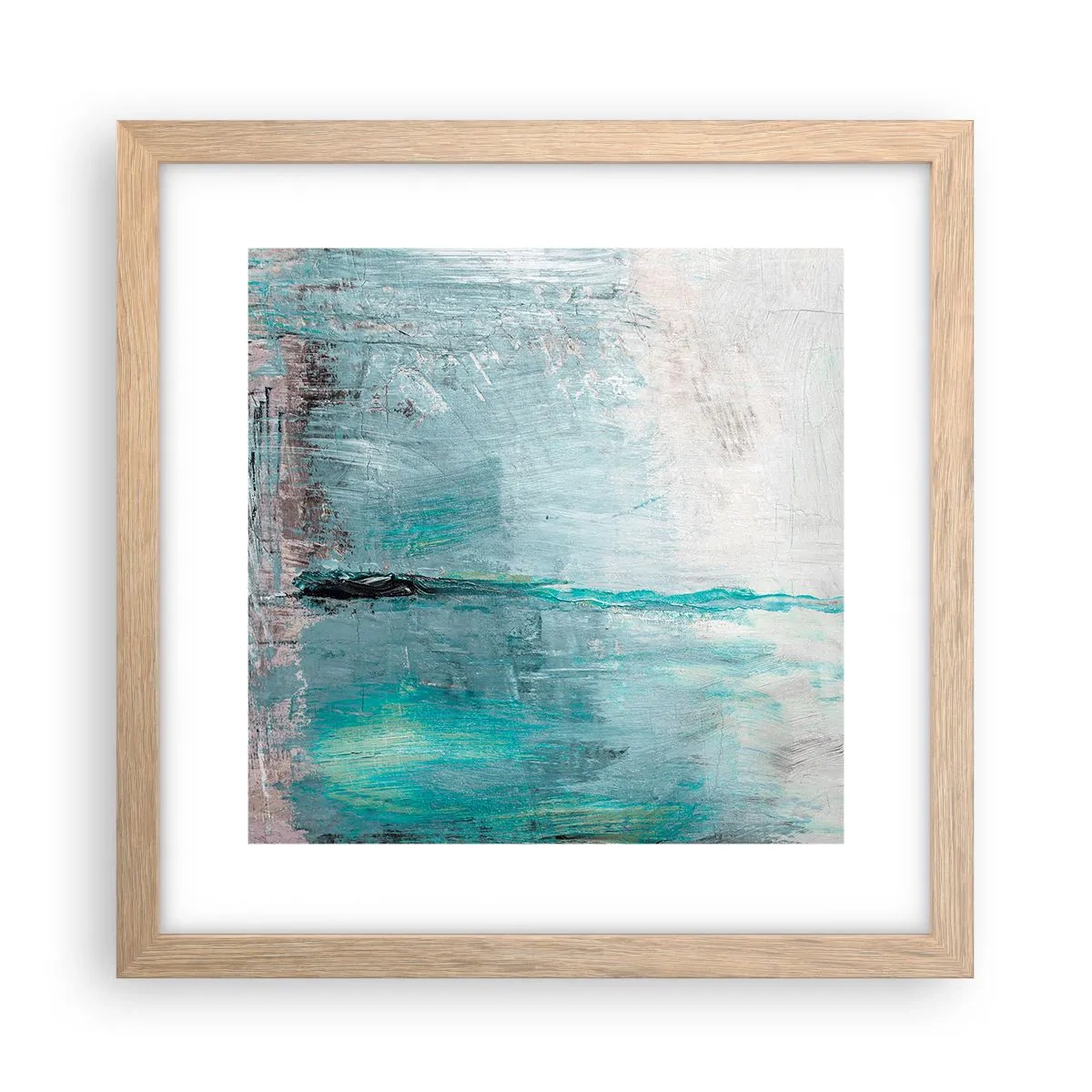 Poster in light oak frame - Horizontally in Blue - 30x30 cm