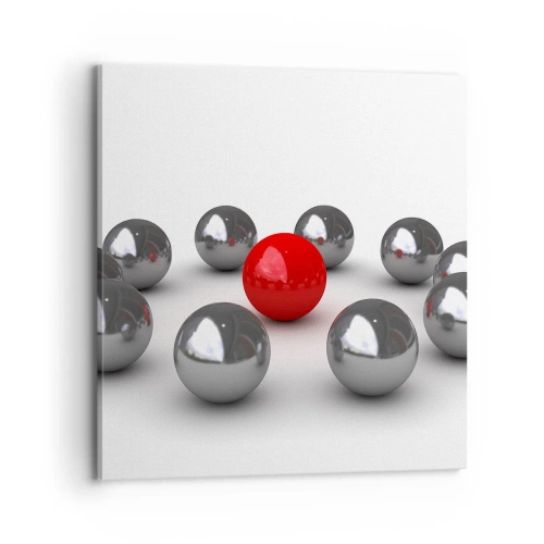 Canvas picture - Circle in Silver and Red - 70x70 cm