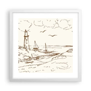 Poster in white frmae - Outline of a Summer Postcard - 40x40 cm