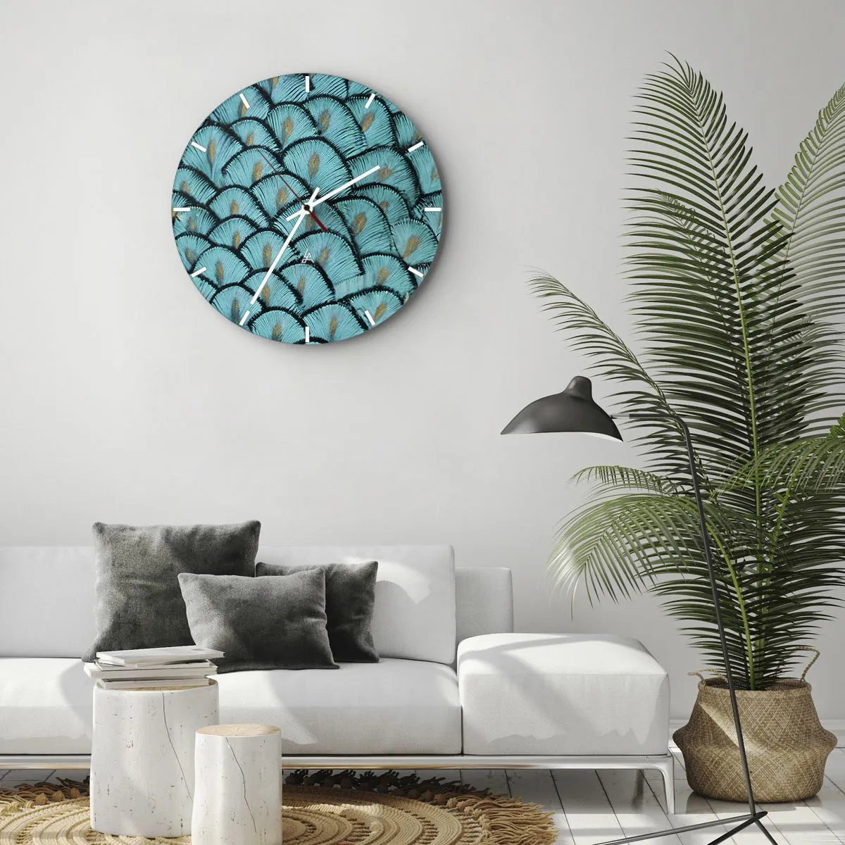 Wall clock - Clock on glass - Great Feather Gala - 40x40 cm