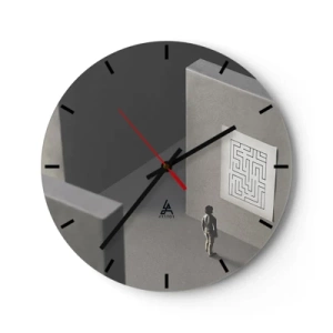 Wall clock - Clock on glass - But Where Am I? - 40x40 cm