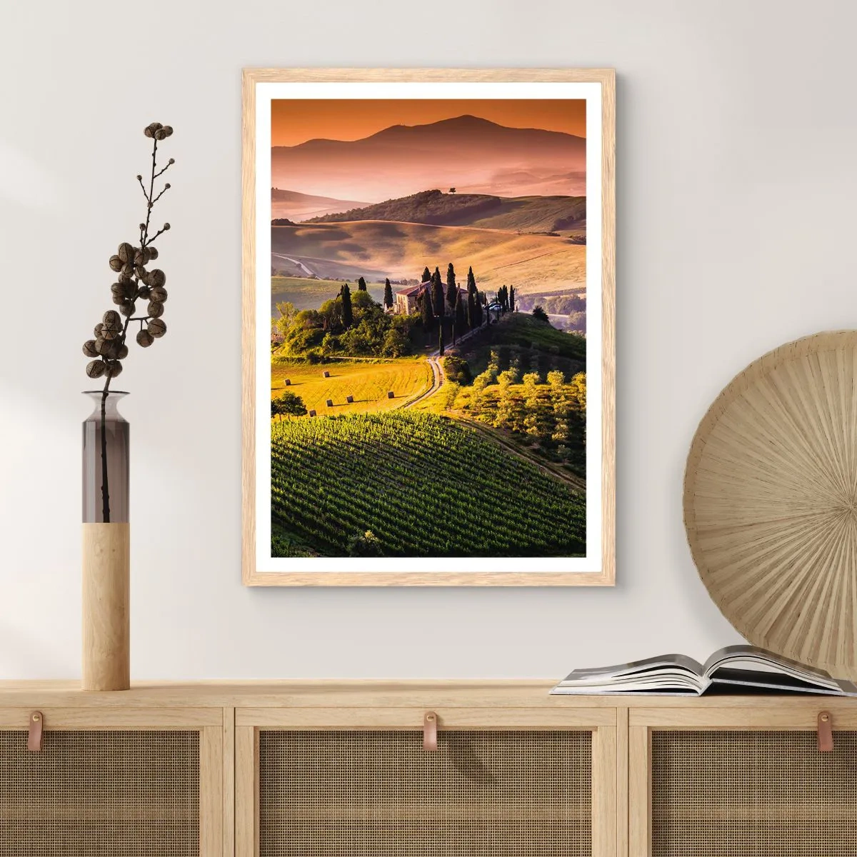 Poster in light oak frame - Arcadia - Tuscan Landscape - 50x70 cm