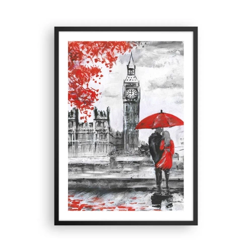 Poster in black frame - A figure with a red umbrella in front of Big Ben in London - 50x70cm - In Love with London - Modern wall decoration for the living room and bedroom ARTTOR