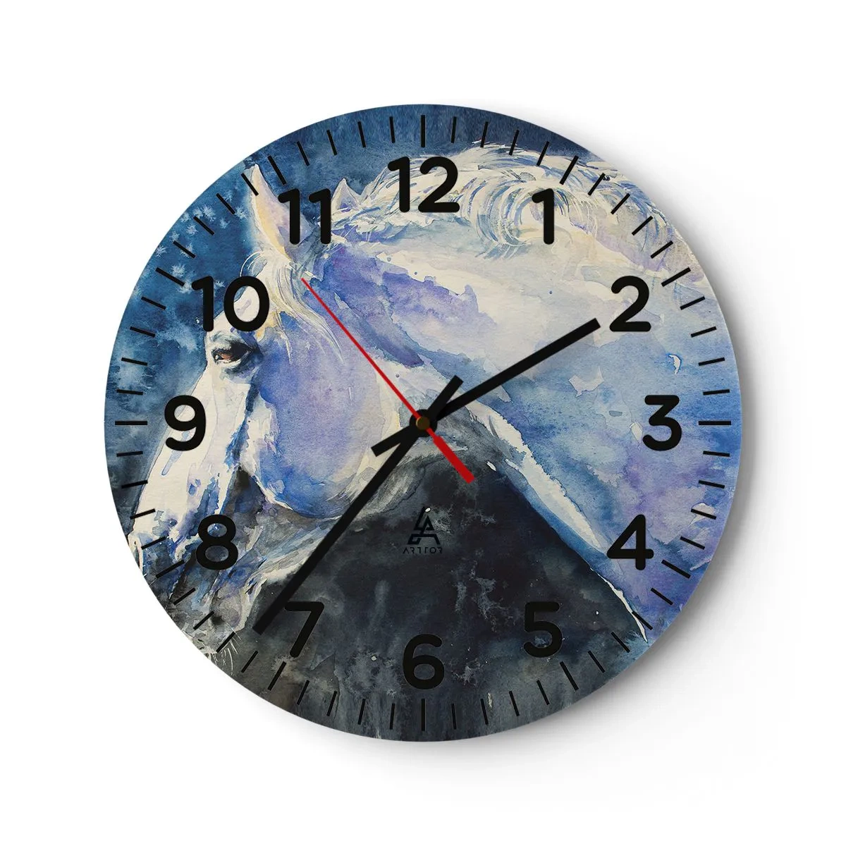 Wall clock - Clock on glass - Portrait in Blue Light - 30x30 cm