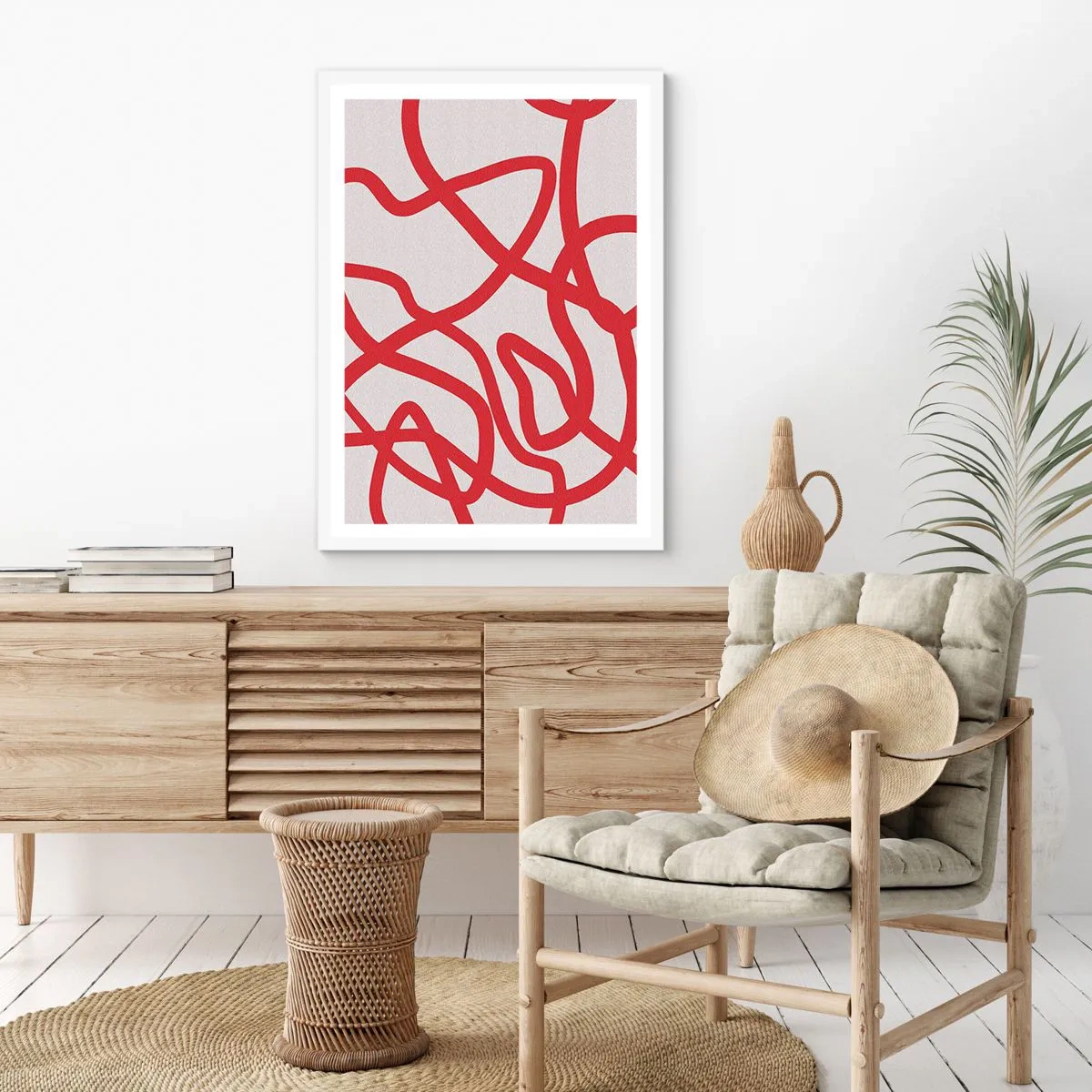 Poster in white frmae - Red on White - 50x70 cm