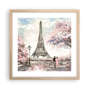 Poster in light oak frame - April Walk in Paris - 40x40 cm