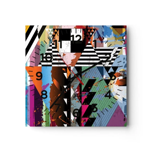 Wall clock - Clock on glass - Geometric and Organic - 40x40 cm